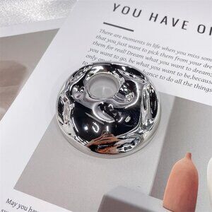 Vintage Geometric Brooch for Women Silver Chunky Hollow Round Disc Pin Jewelry